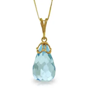10.25 Carat 14K Solid Yellow Gold Hidden Charm Blue Topaz Necklace