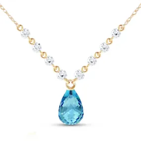 11.3 Carat 14K Solid Yellow Gold Bering Sea Blue Topaz Diamond Necklace