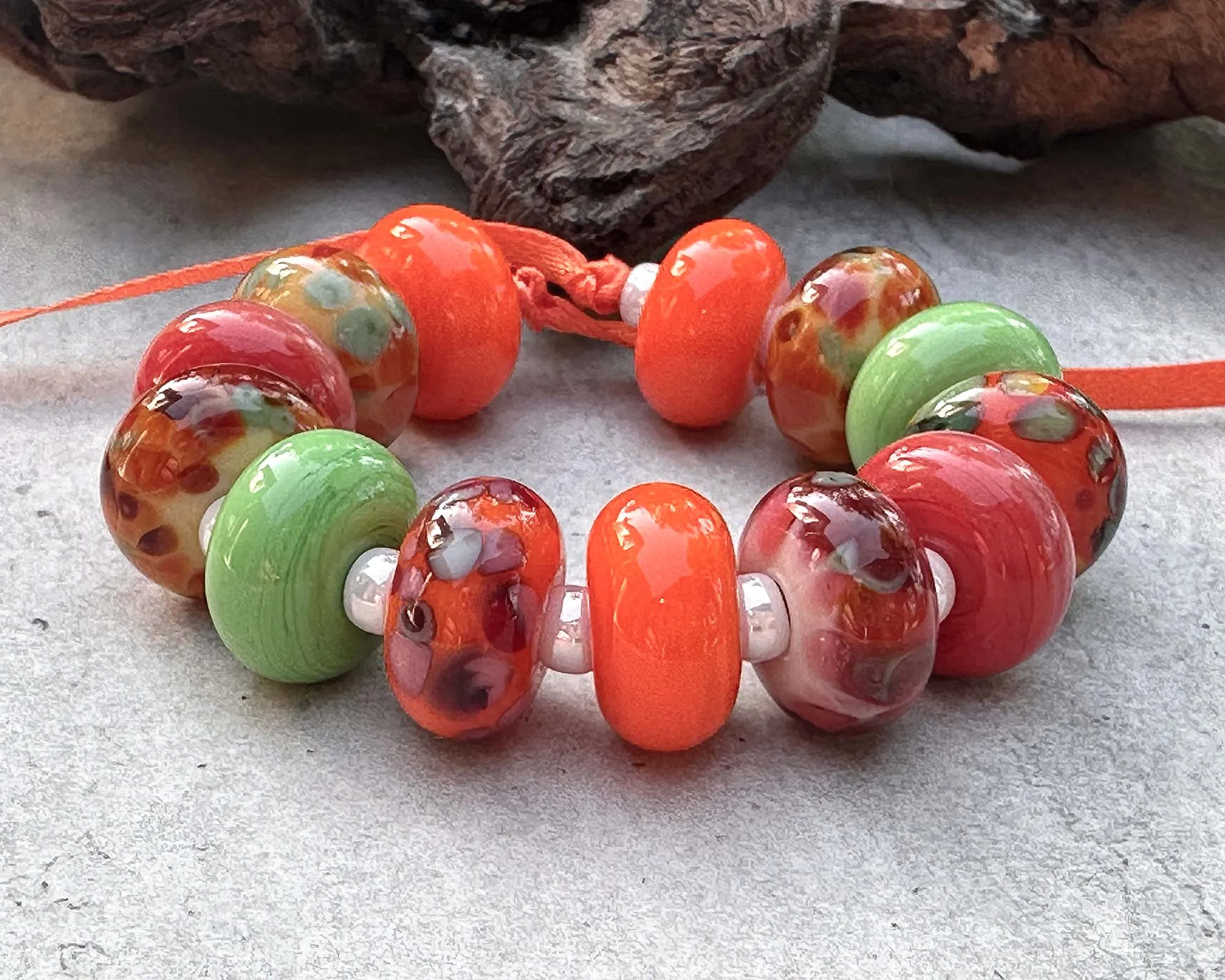 13 Salsa Orange Mix Lampwork Beads Mix SRA