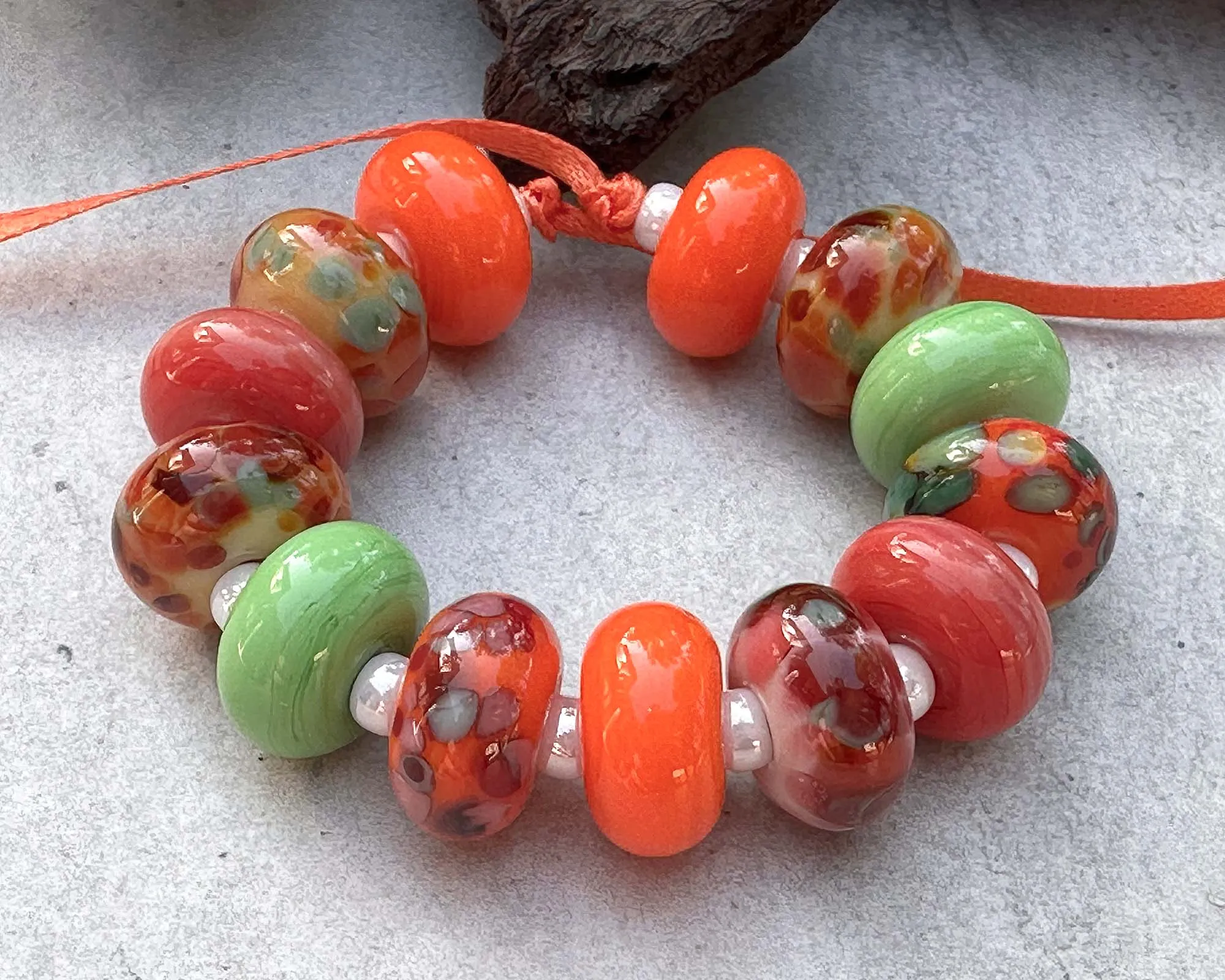 13 Salsa Orange Mix Lampwork Beads Mix SRA