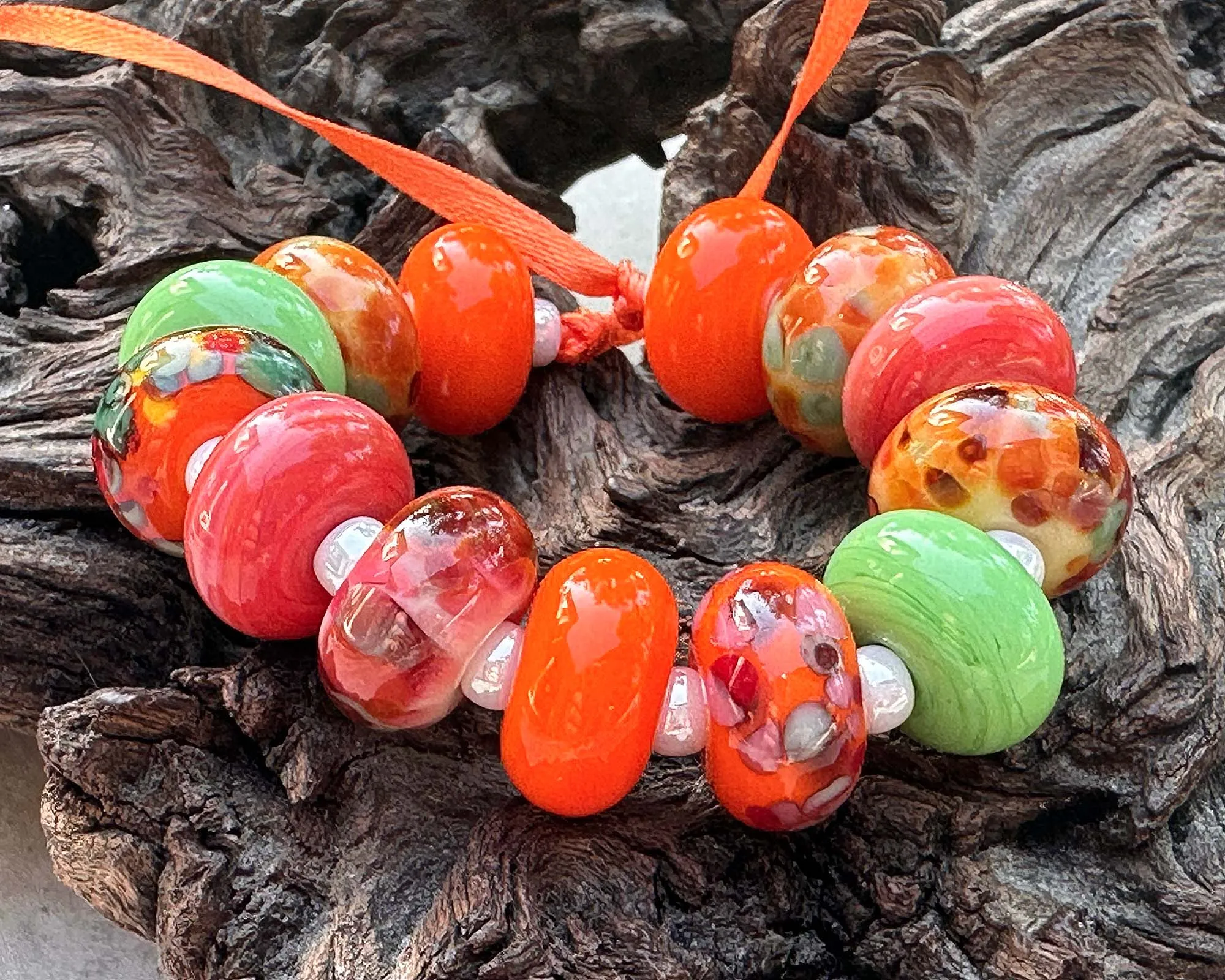 13 Salsa Orange Mix Lampwork Beads Mix SRA
