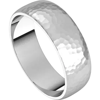14k Gold 6mm Half Round Light Classic Wedding Band with Satin Rock or Satin Hammered Finish