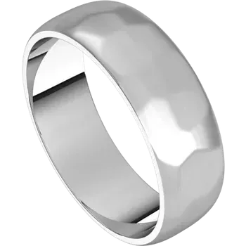14k Gold 6mm Half Round Light Classic Wedding Band with Satin Rock or Satin Hammered Finish