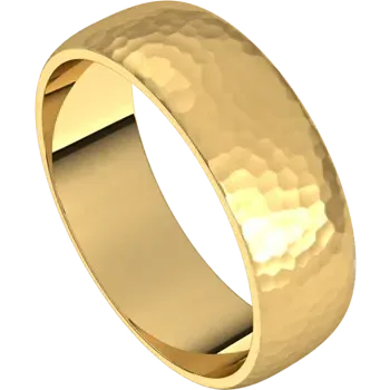 14k Gold 6mm Half Round Light Classic Wedding Band with Satin Rock or Satin Hammered Finish