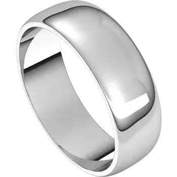 14k Gold 6mm Half Round Light Classic Wedding Band with Satin Rock or Satin Hammered Finish