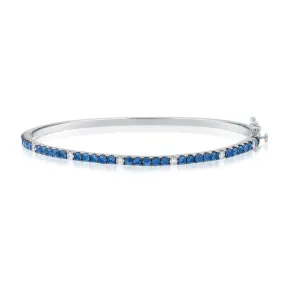 14K White Gold - Sapphire & Diamond Bracelet - J36398