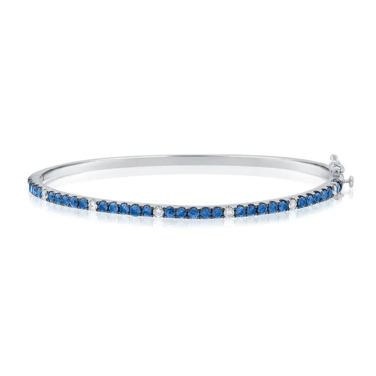 14K White Gold - Sapphire & Diamond Bracelet - J36398
