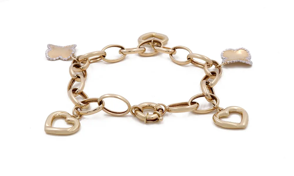 14K Yellow and White Gold Fashion Beads Bracelet