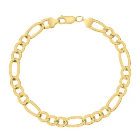 14K Yellow Gold Filled 7.8Mm Figaro Bracelet With Lobster Clasp