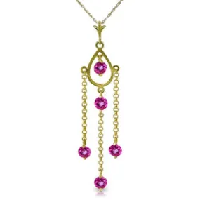 1.5 Carat 14K Solid Yellow Gold Pink Lily Pink Topaz Necklace