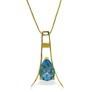 1.5 Carat 14K Solid Yellow Gold Vindication Blue Topaz Necklace