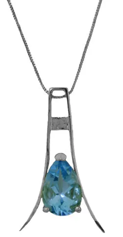 1.5 Carat 14K Solid Yellow Gold Vindication Blue Topaz Necklace