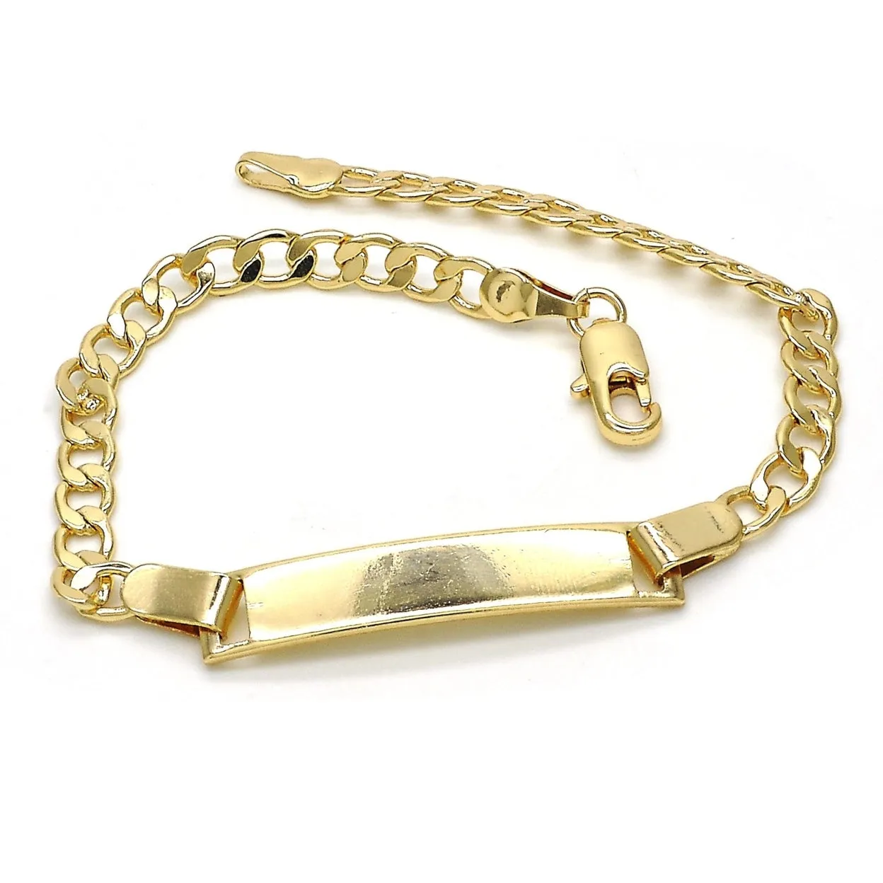 18K GOLD Filled High Polish Finsh Cuban/Curb LINK ID NAME BRACELET CUSTOM BRACELETS FOR KIDS ID FOR GIRLS- BOYS