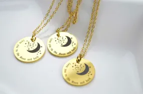 18K Gold Star Moon Necklace, WATERPROOF Stainless Steel, Love Gifts, Engraved Necklace, Celestial Necklace, Moon Jewelry, Stacking Necklace