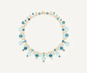 18K Yellow Gold Statement Round Topaz Collar