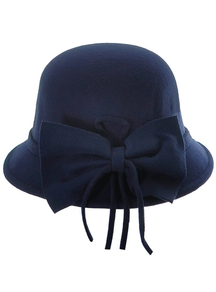 1920s Deluxe Womens Navy Blue Cloche Hat