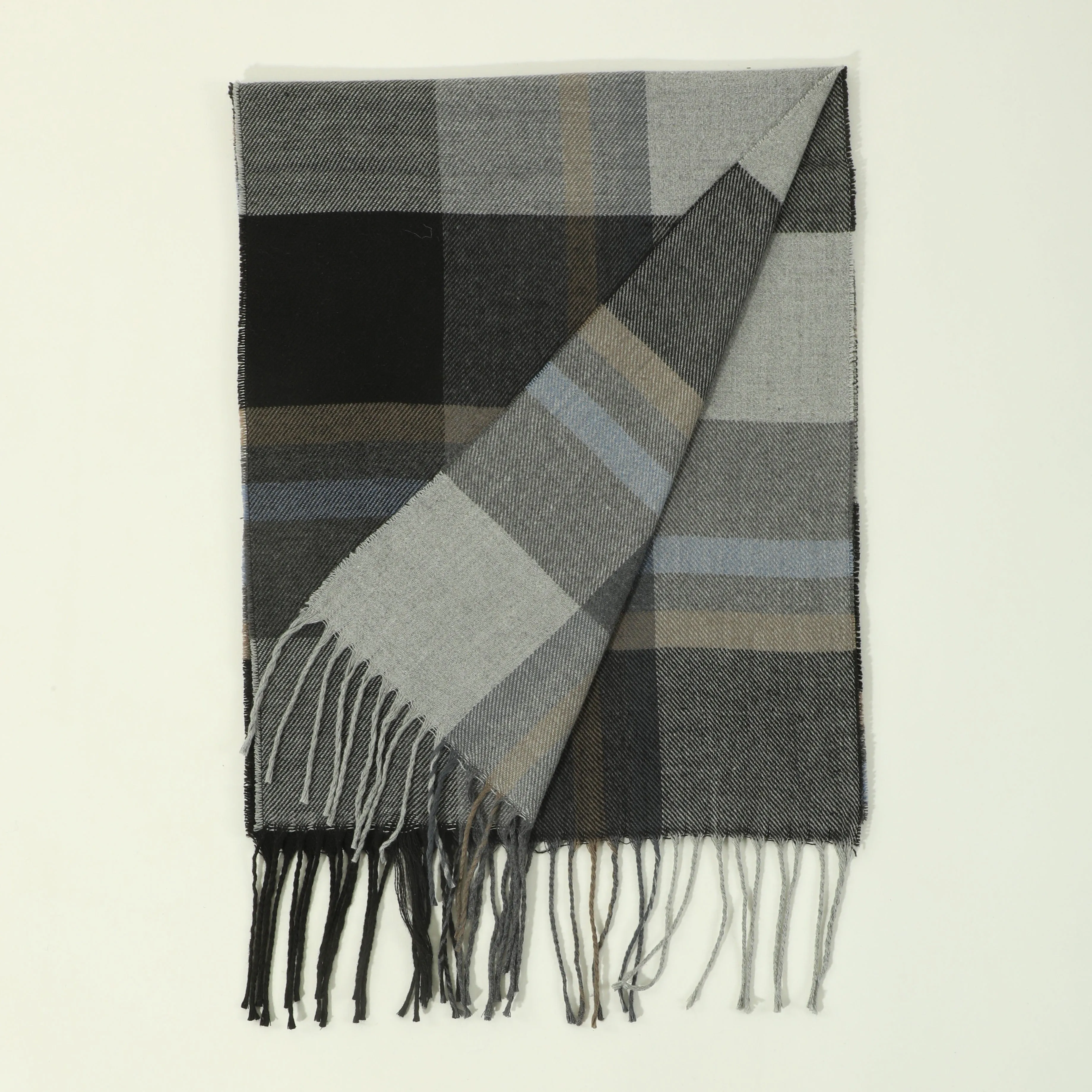 1pc Men's Fashion Retro Style Autumn And Winter Multi-color Plaid Stripe Tassel Warm Scarf Shawl For Daily OOTD