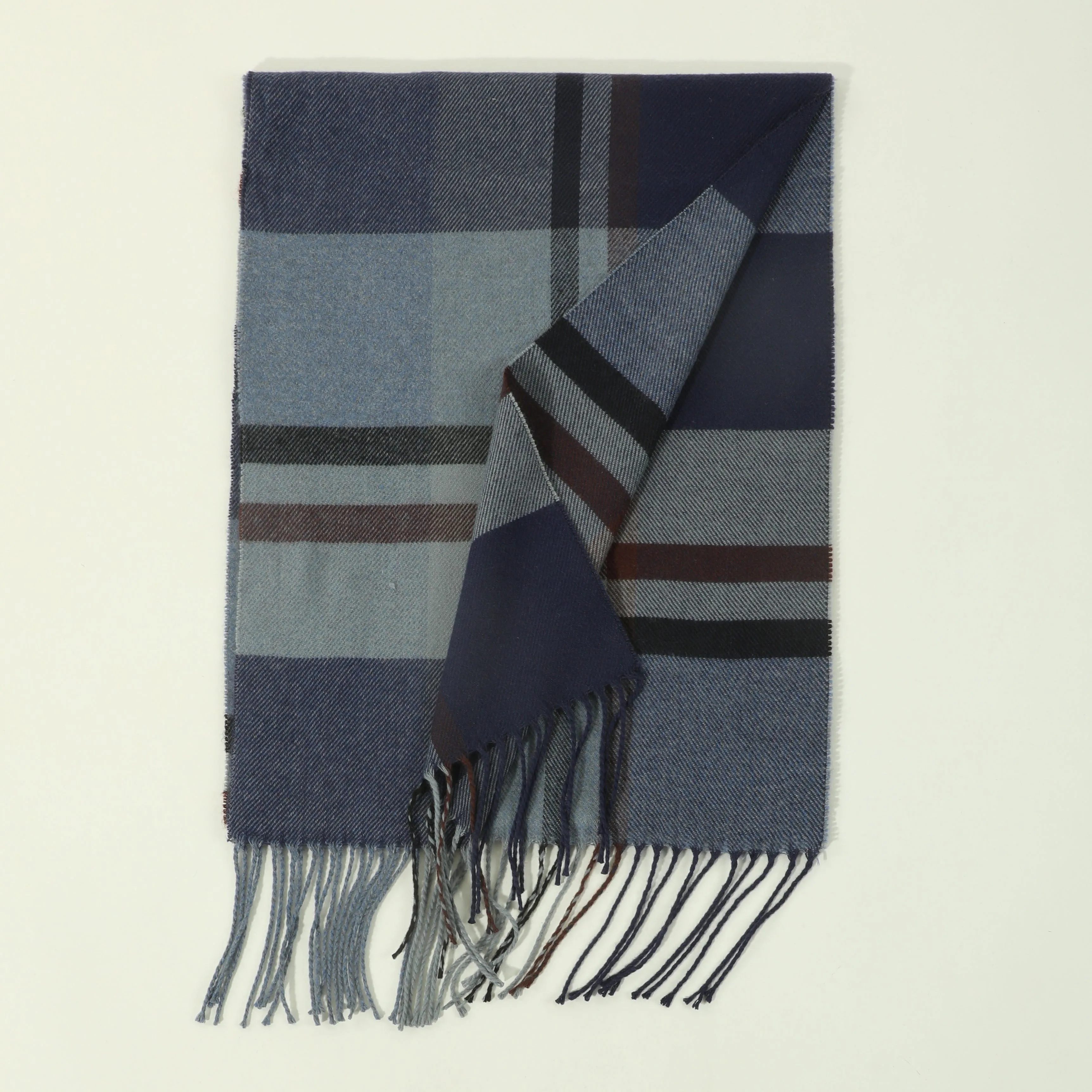 1pc Men's Fashion Retro Style Autumn And Winter Multi-color Plaid Stripe Tassel Warm Scarf Shawl For Daily OOTD