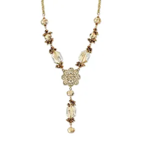 2028 Jewelry Topaz Color Filigree Center Y-Necklace 16"   3" Extender