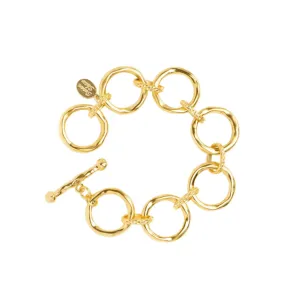24kt Gold Large Round Chain Bracelet