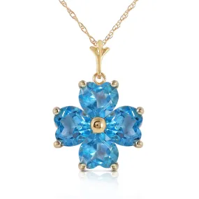 3.8 Carat 14K Solid Yellow Gold Catch Me Blue Topaz Necklace