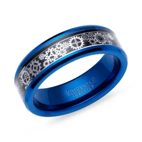 7mm Blue & Black Tungsten ring