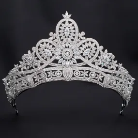 8.5cm Cubic Zirconia Wedding Bridal Big Tiara Diadem CH10337