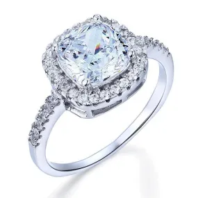 925 Sterling Silver Bridal Wedding Anniversary Engagement Ring 3 Carat Cushion Cut Simulated Diamond