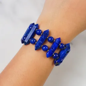A-Grade Geometric Lapis Lazuli with Gold Hematite Bangle