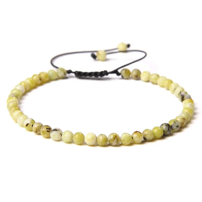Adjustable 4MM Stone Beads Bracelet For Women Natural Agates Bangles Onyx Lapis Lazuli Woven Bracelet Gift Jewelry
