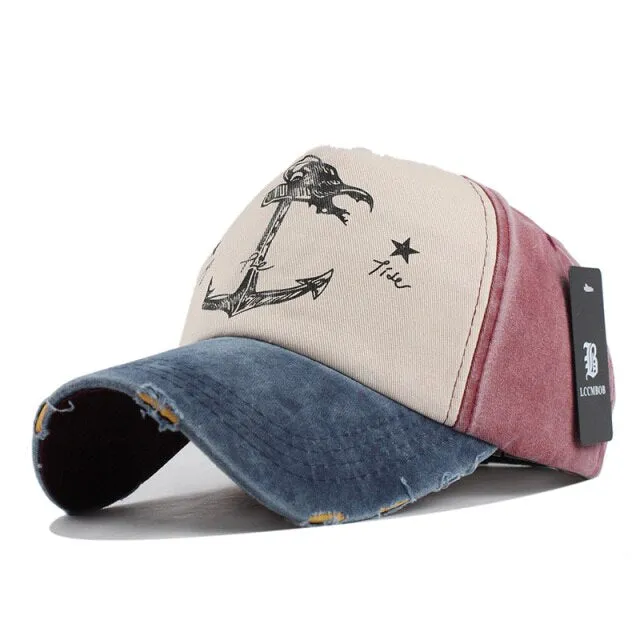 Aidase  5 panel hip hop snapback hats couples hat Man Woman pure cotton baseball caps do old pirate ship anchor gorras wash cap