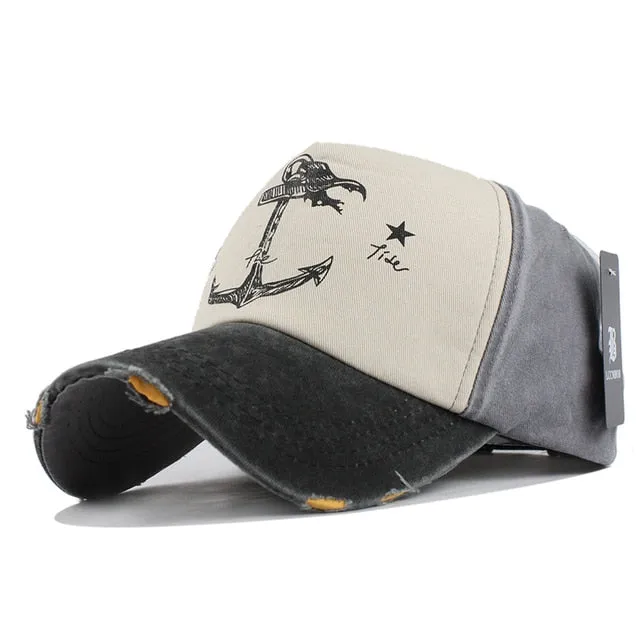 Aidase  5 panel hip hop snapback hats couples hat Man Woman pure cotton baseball caps do old pirate ship anchor gorras wash cap