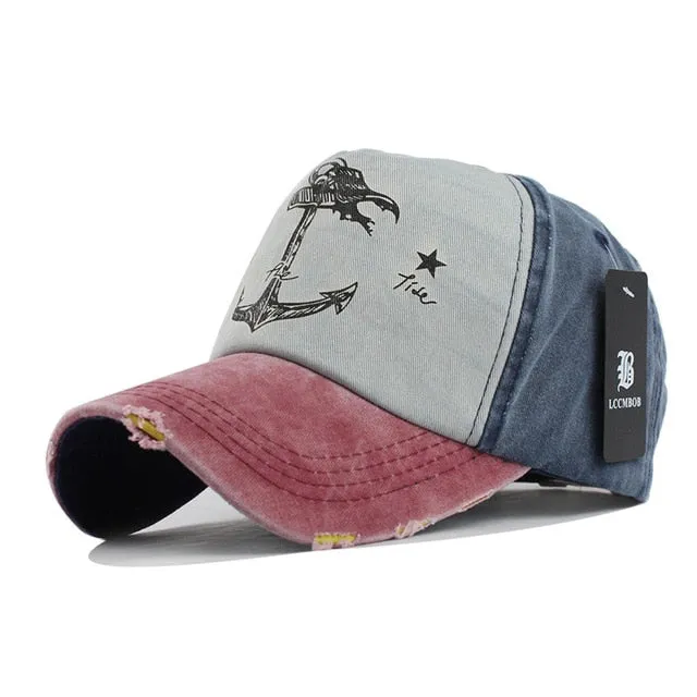 Aidase  5 panel hip hop snapback hats couples hat Man Woman pure cotton baseball caps do old pirate ship anchor gorras wash cap