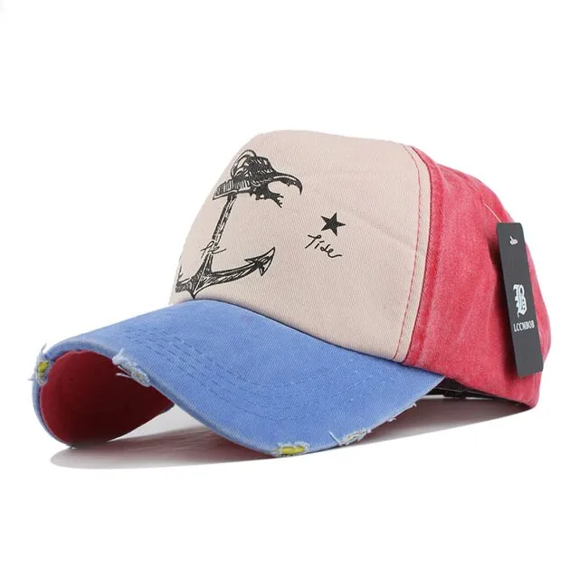 Aidase  5 panel hip hop snapback hats couples hat Man Woman pure cotton baseball caps do old pirate ship anchor gorras wash cap