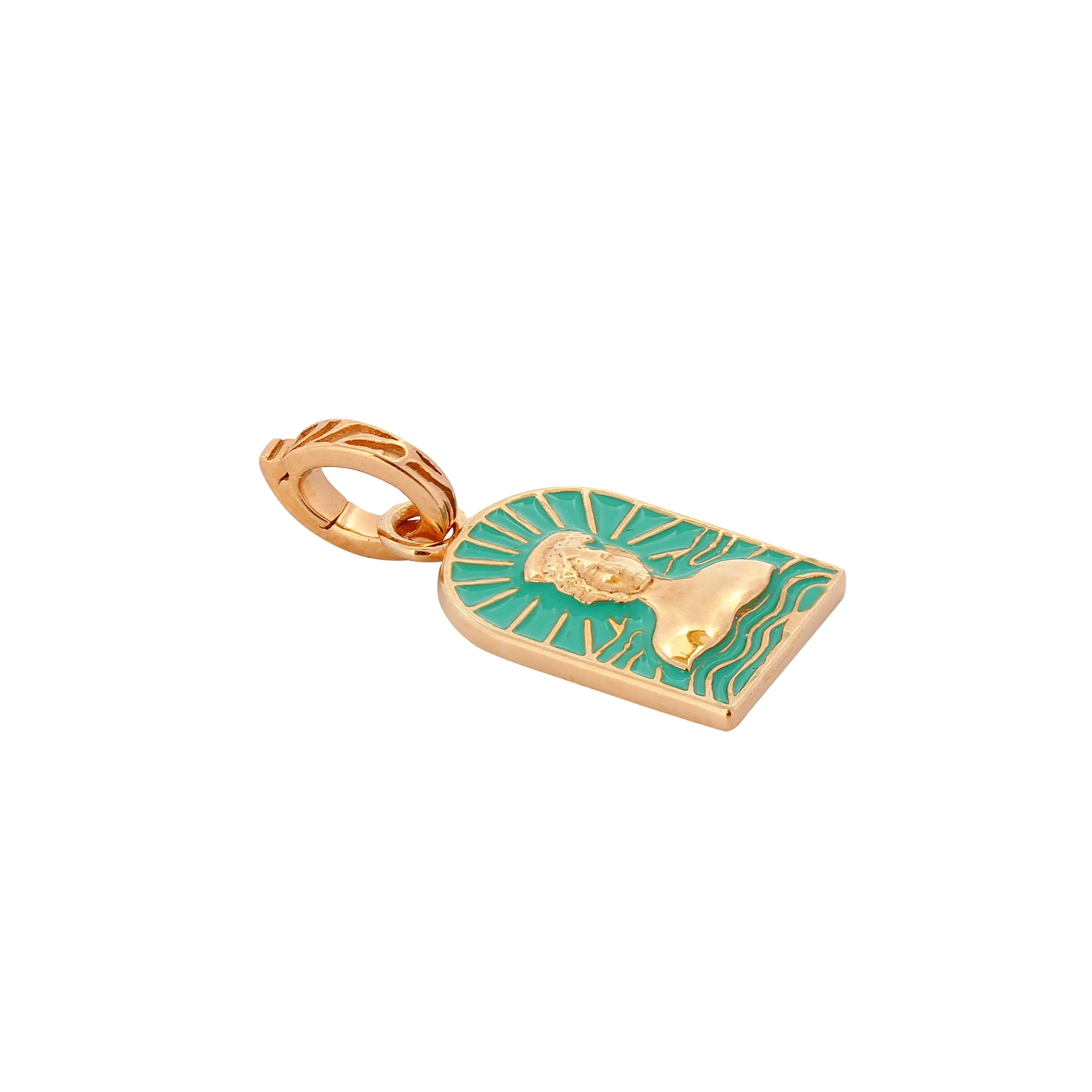 Aqua Tanit Enamel Charm, Gold Vermeil