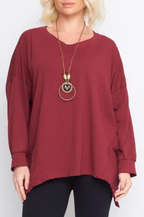 Asymmetric Hem Side Panel Cotton Necklace Top