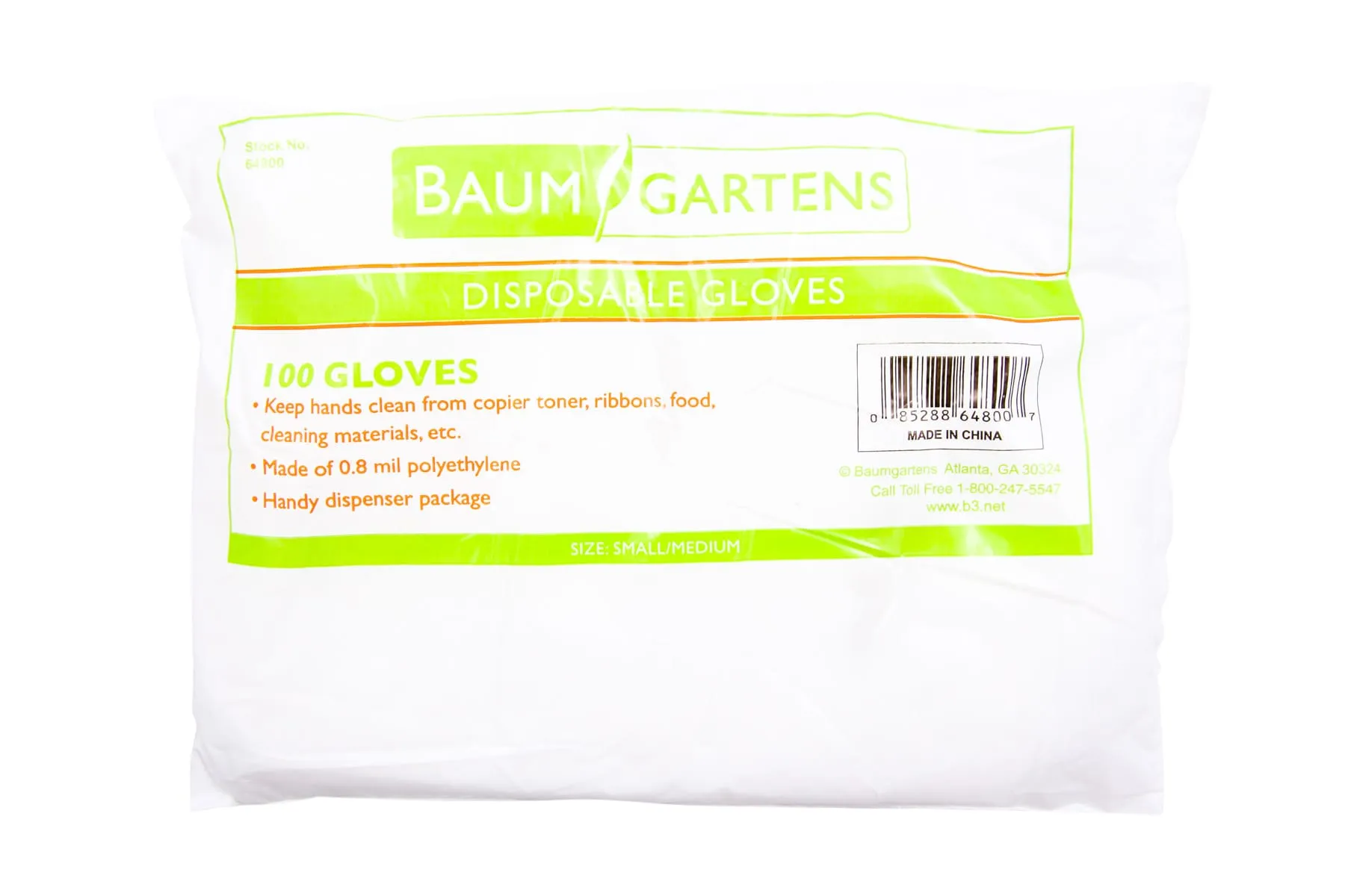 Baumgartens Multipurpose Disposable Gloves 100 Pack CLEAR (64800)