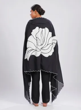 Black Bold Abstract Floral Dupatta