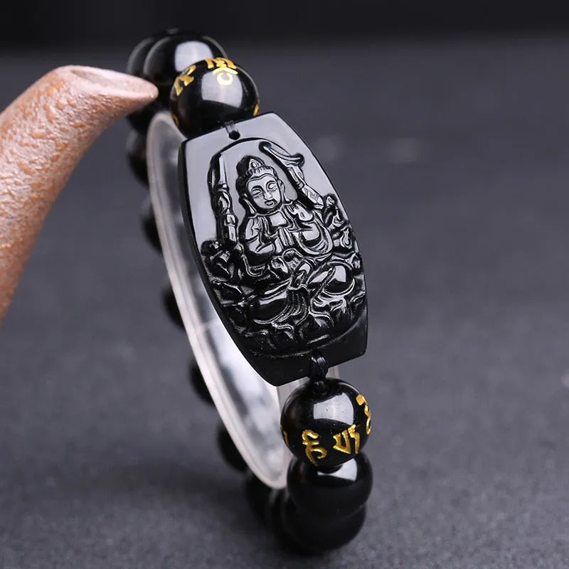 Black Obsidian Energy Bracelet Enlightenment Buddha Bracelet