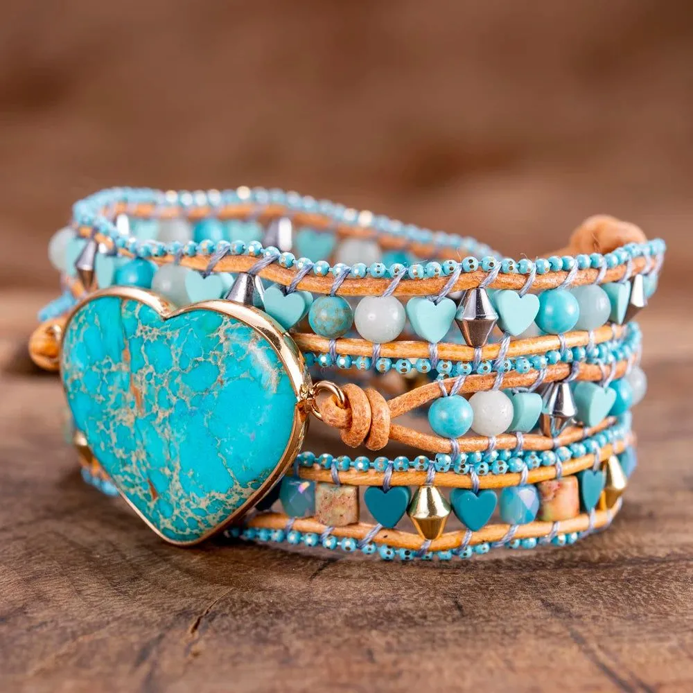 Blue Heart Big Stone Bracelet