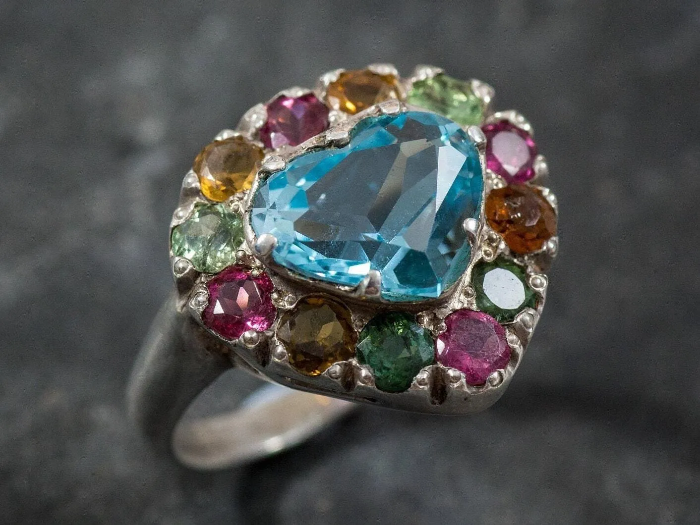 Blue Heart Ring - Blue Topaz Ring - December Birthstone Ring