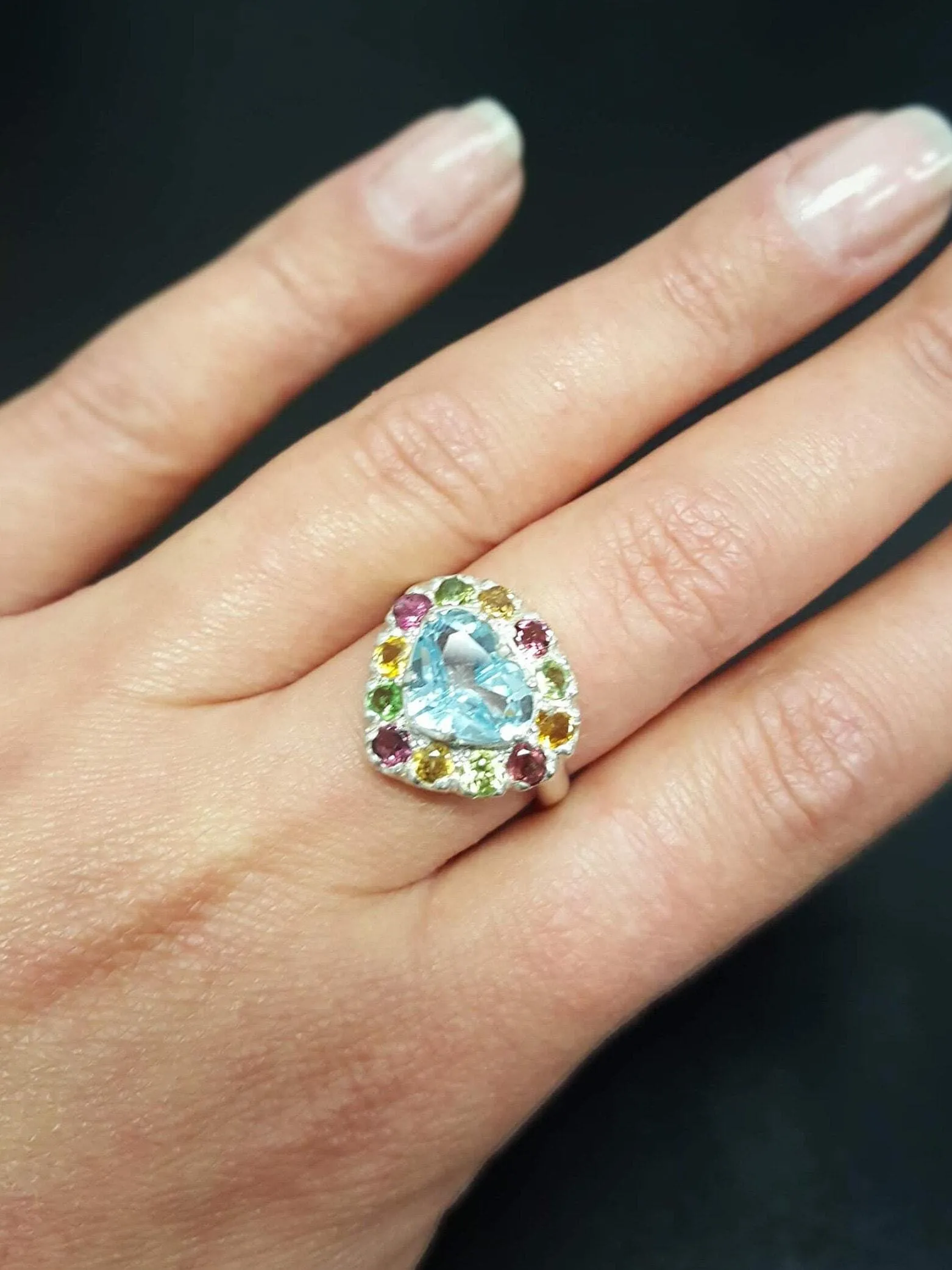 Blue Heart Ring - Blue Topaz Ring - December Birthstone Ring