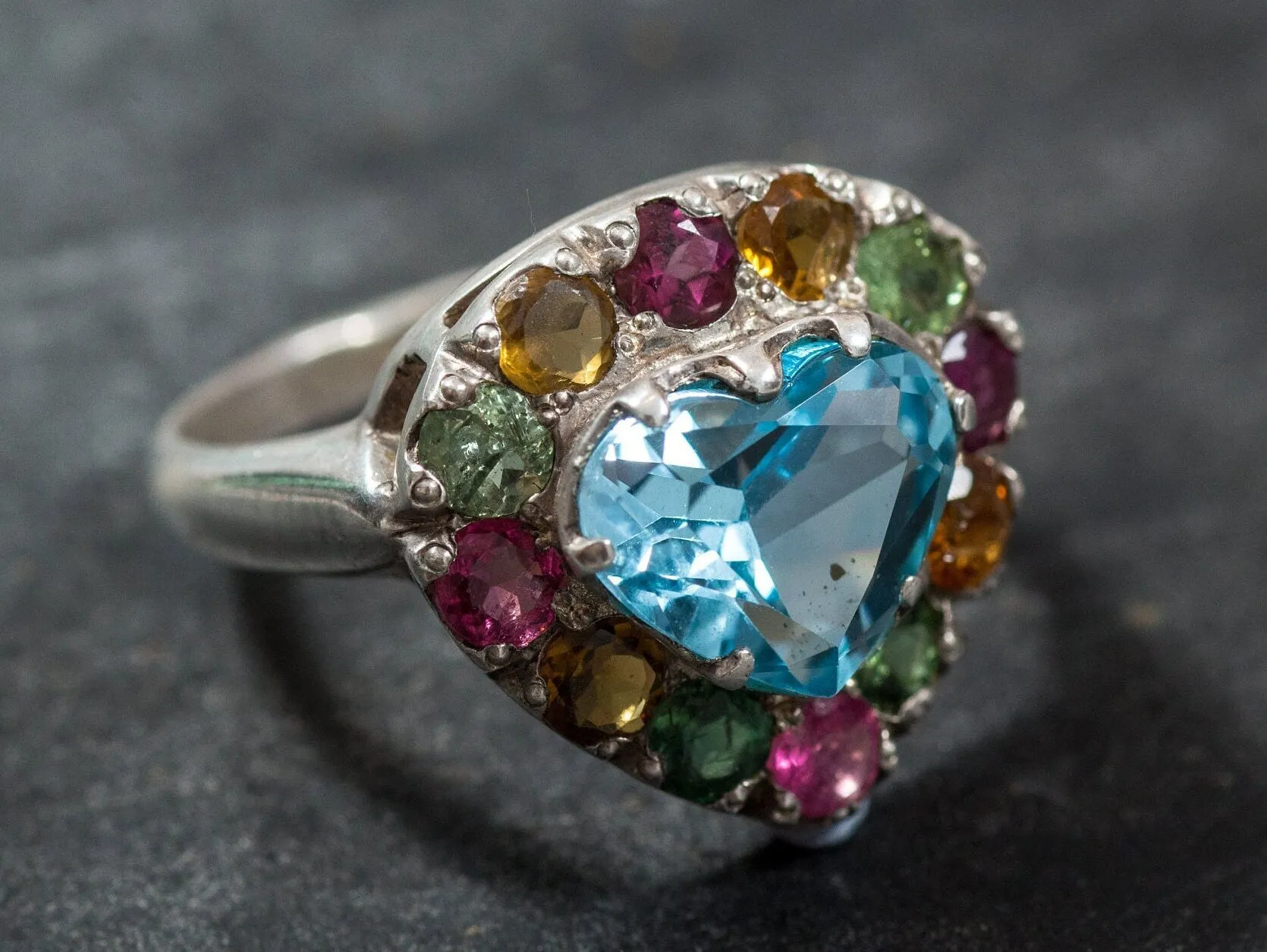 Blue Heart Ring - Blue Topaz Ring - December Birthstone Ring