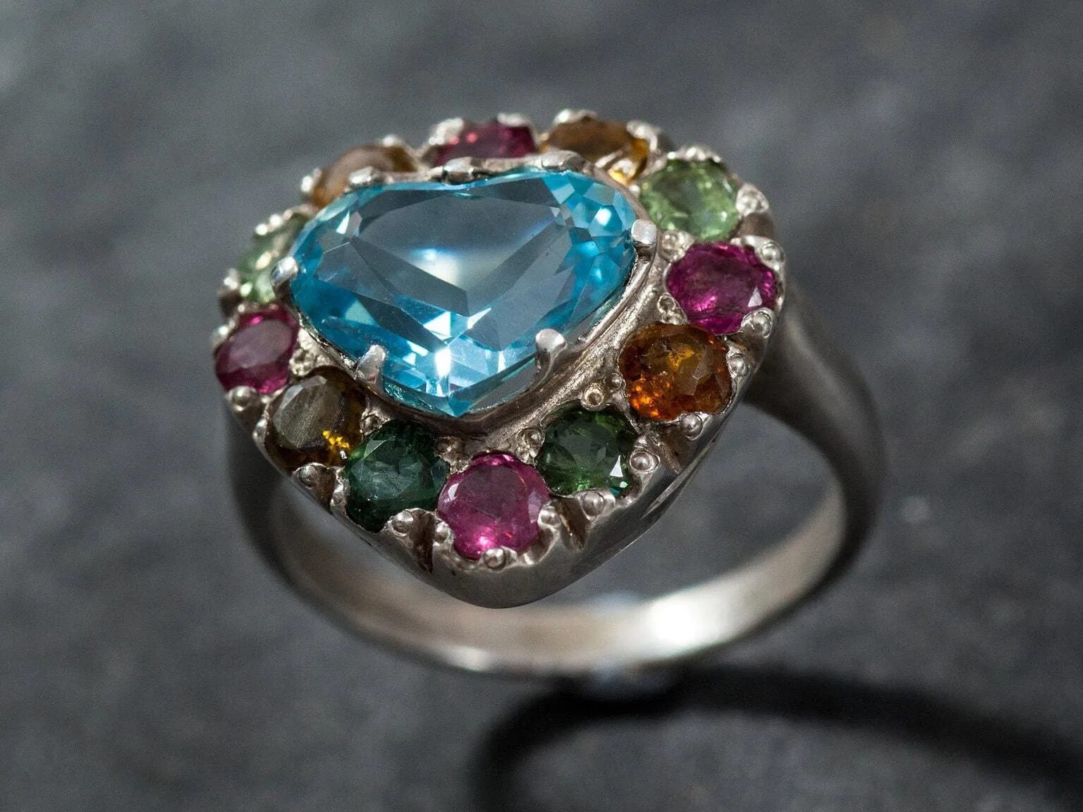 Blue Heart Ring - Blue Topaz Ring - December Birthstone Ring
