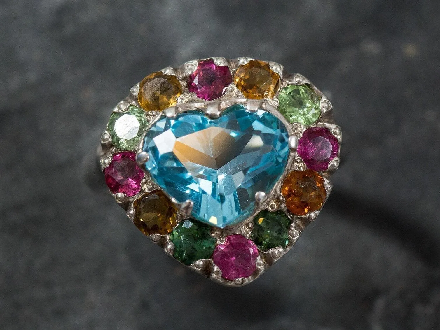Blue Heart Ring - Blue Topaz Ring - December Birthstone Ring