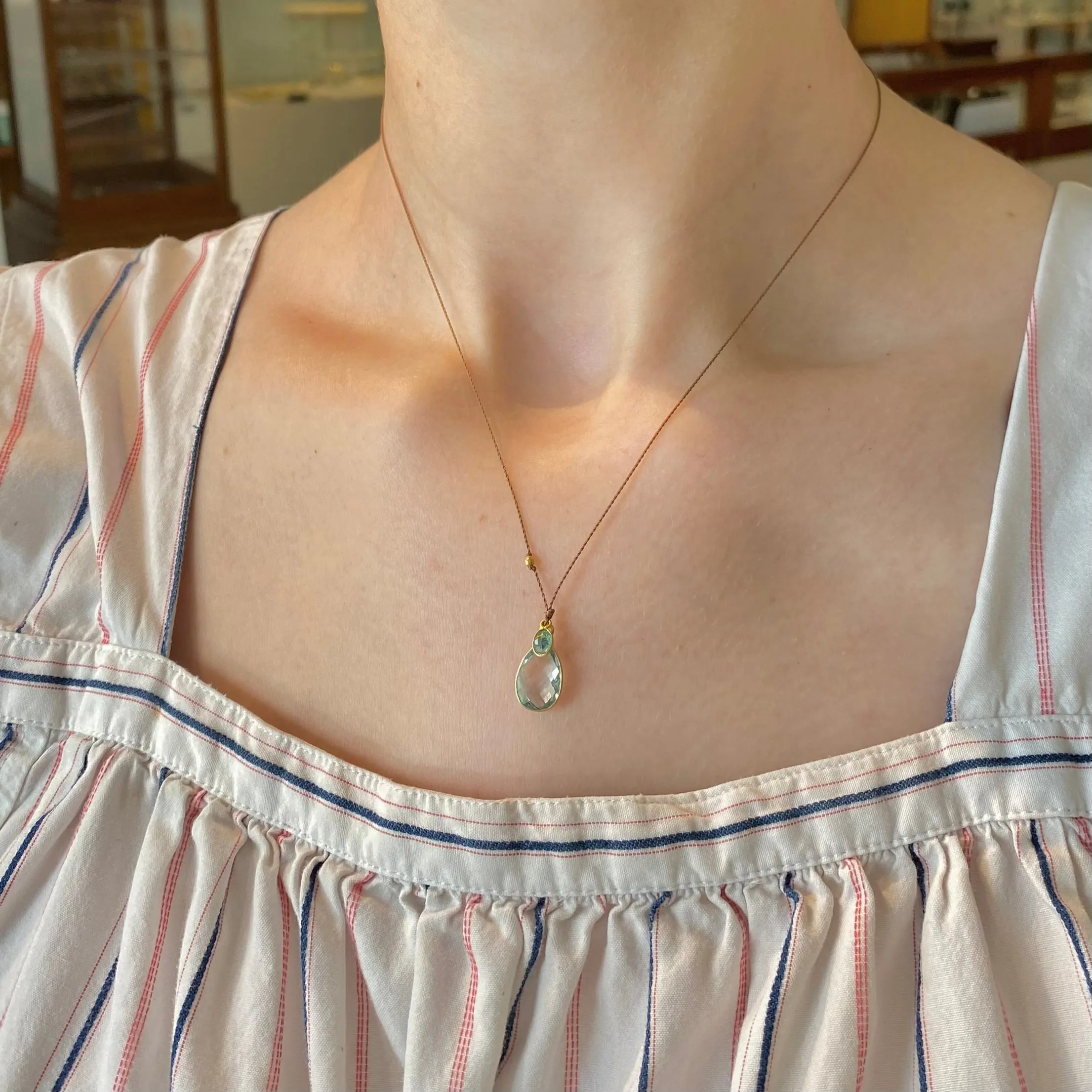 Blue Topaz & Emerald Necklace
