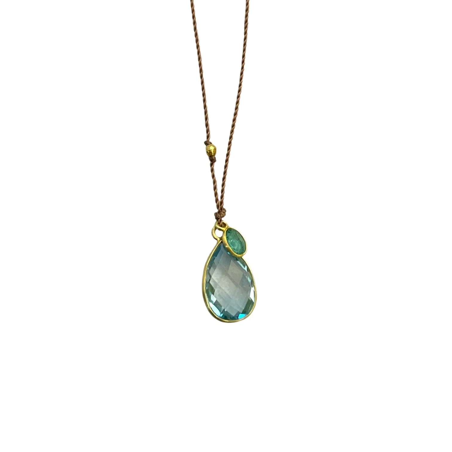 Blue Topaz & Emerald Necklace