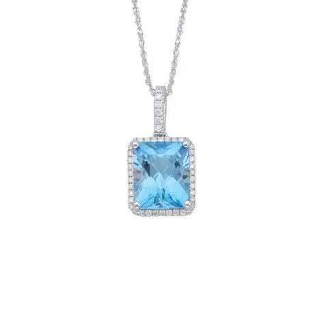 Blue Topaz and Diamond Necklace