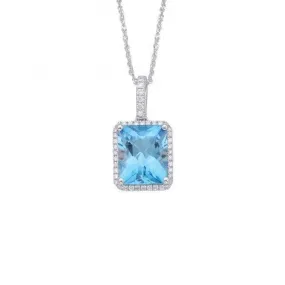 Blue Topaz and Diamond Necklace
