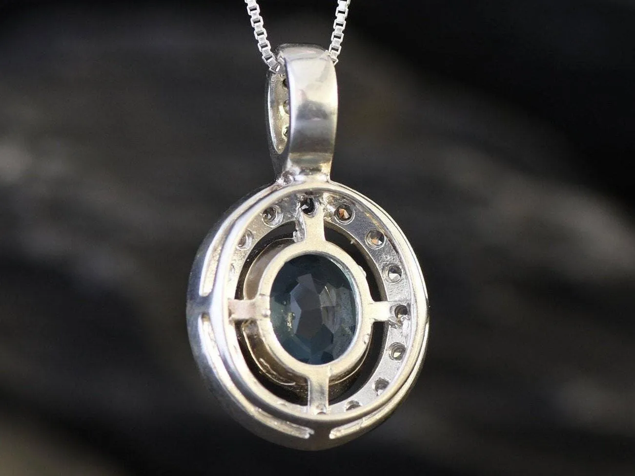 Blue Topaz Victorian Necklace - Natural Blue Topaz Pendant - December Birthstone Necklace